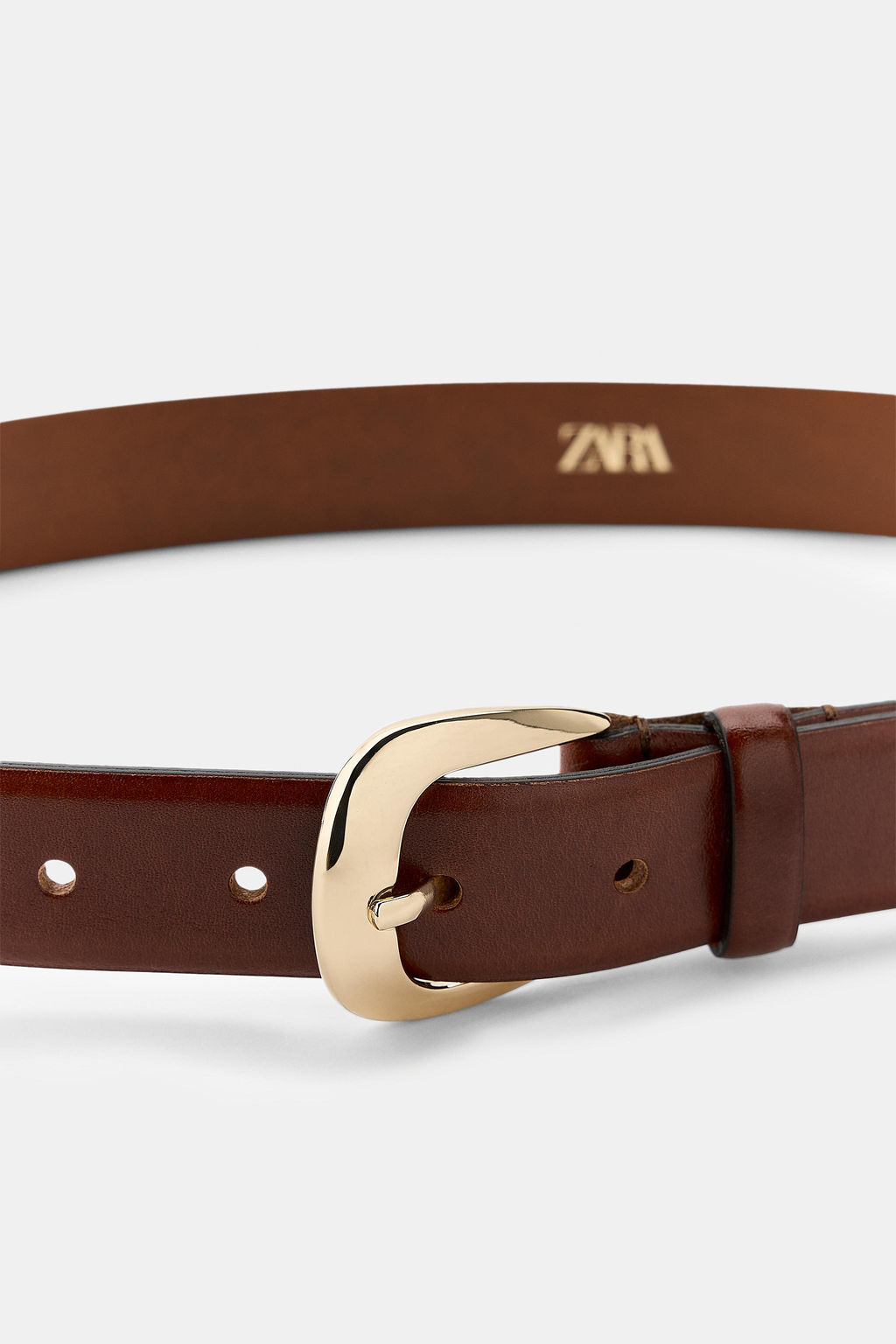 100% LEATHER BELT WITH OVAL BUCKLE - Zara фото 4