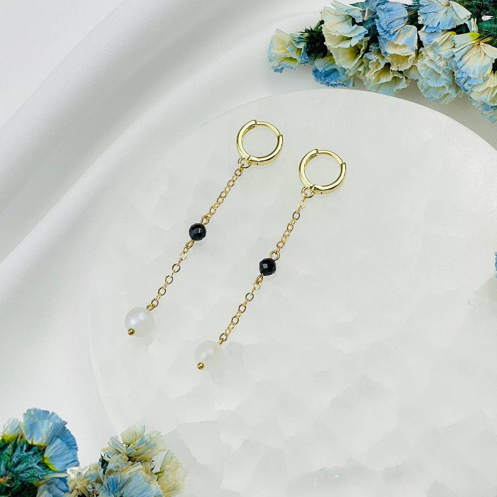 Серьги из Лунного камня и Шпинели