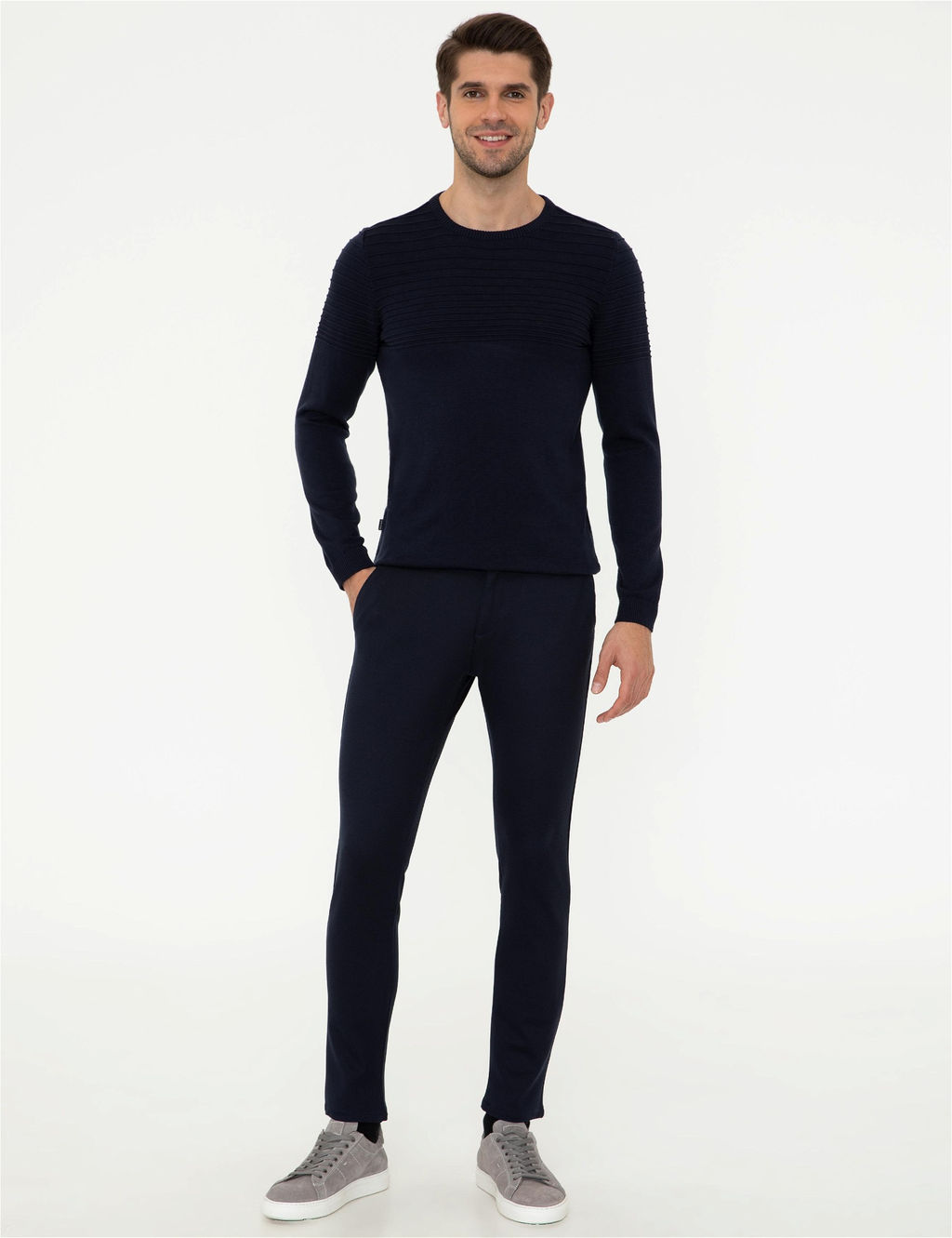 Lacivert Slim Fit Bisiklet Yaka Triko Kazak - Pierre cardin фото 5