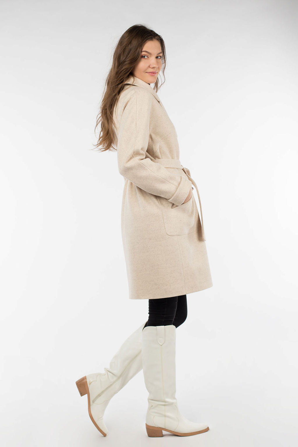 01-09695 Пальто женское демисезонное (пояс) - El podio фото 4