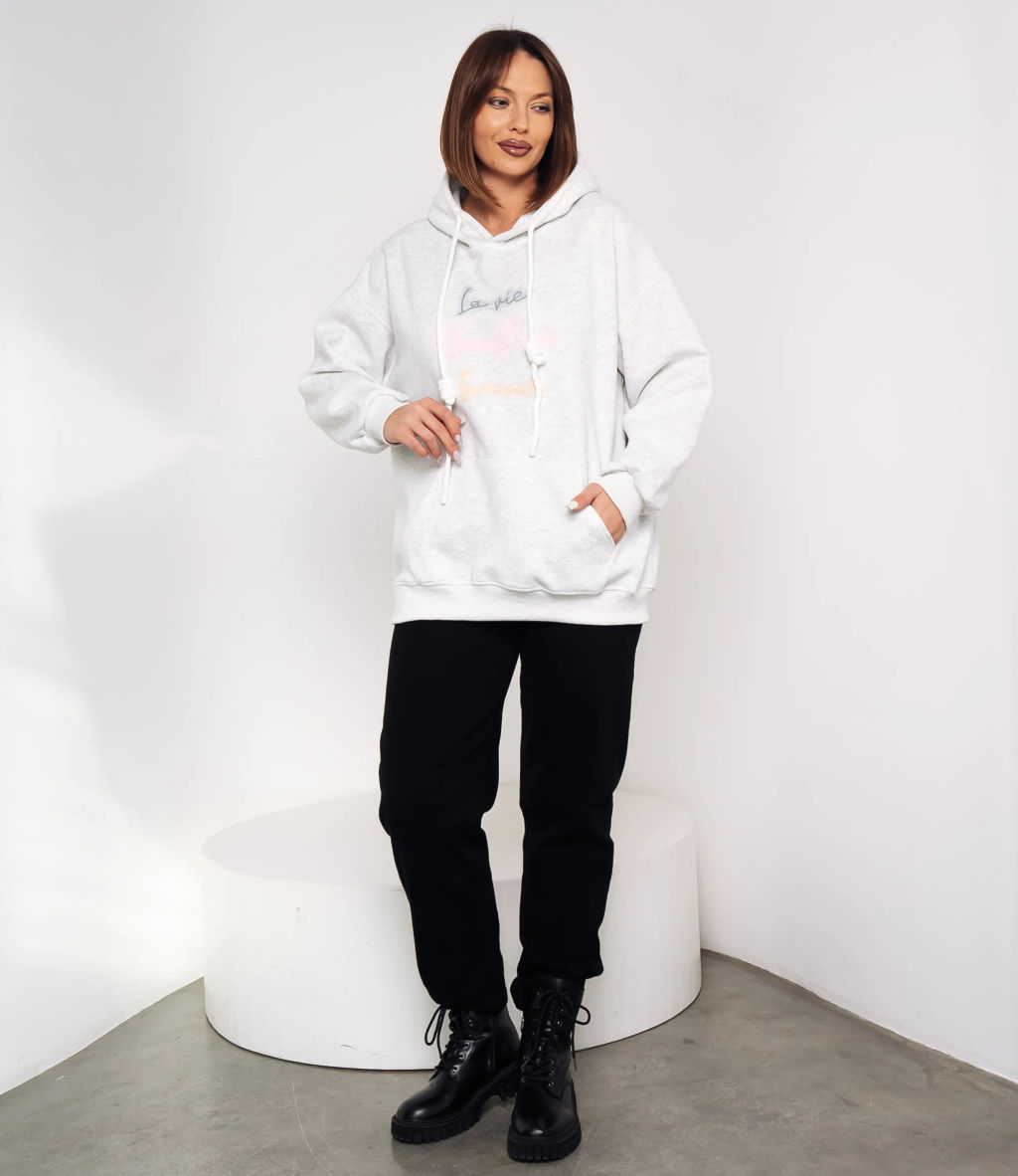 Худи #КТ3628 (1), светло-серый меланж - Dommod фото 4