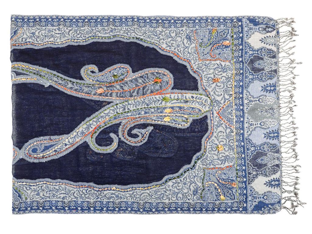 Палантин с вышивкой (шерсть 100%) № Тк903/78 - Ганг фото 2