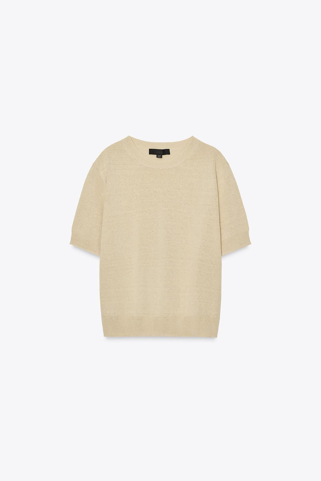 SHORT SLEEVE KNIT LINEN BLEND TOP - Zara фото 4