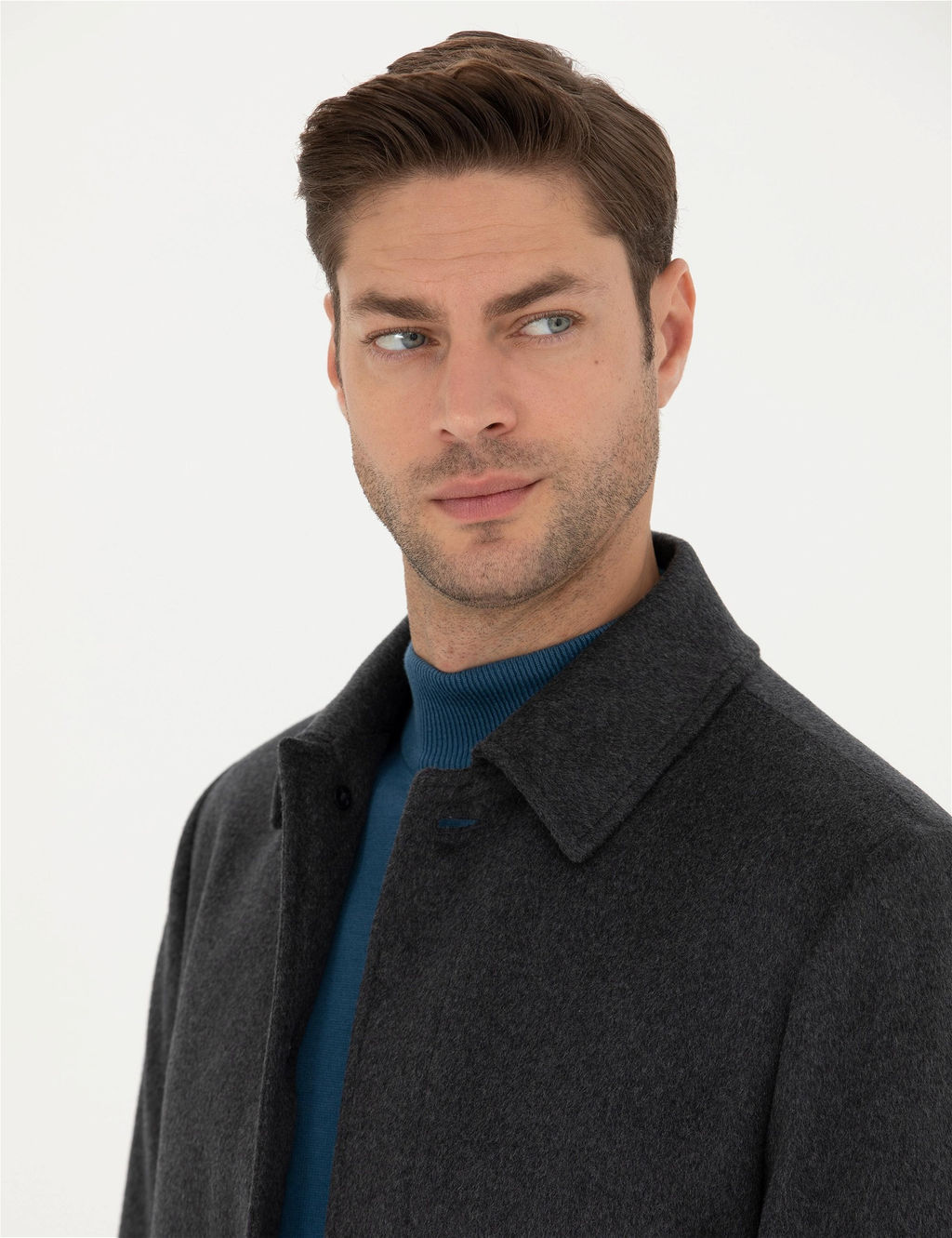 Antrasit Y_n Kar___ml_ Slim Fit Ka_e Kaban - Pierre cardin фото 2