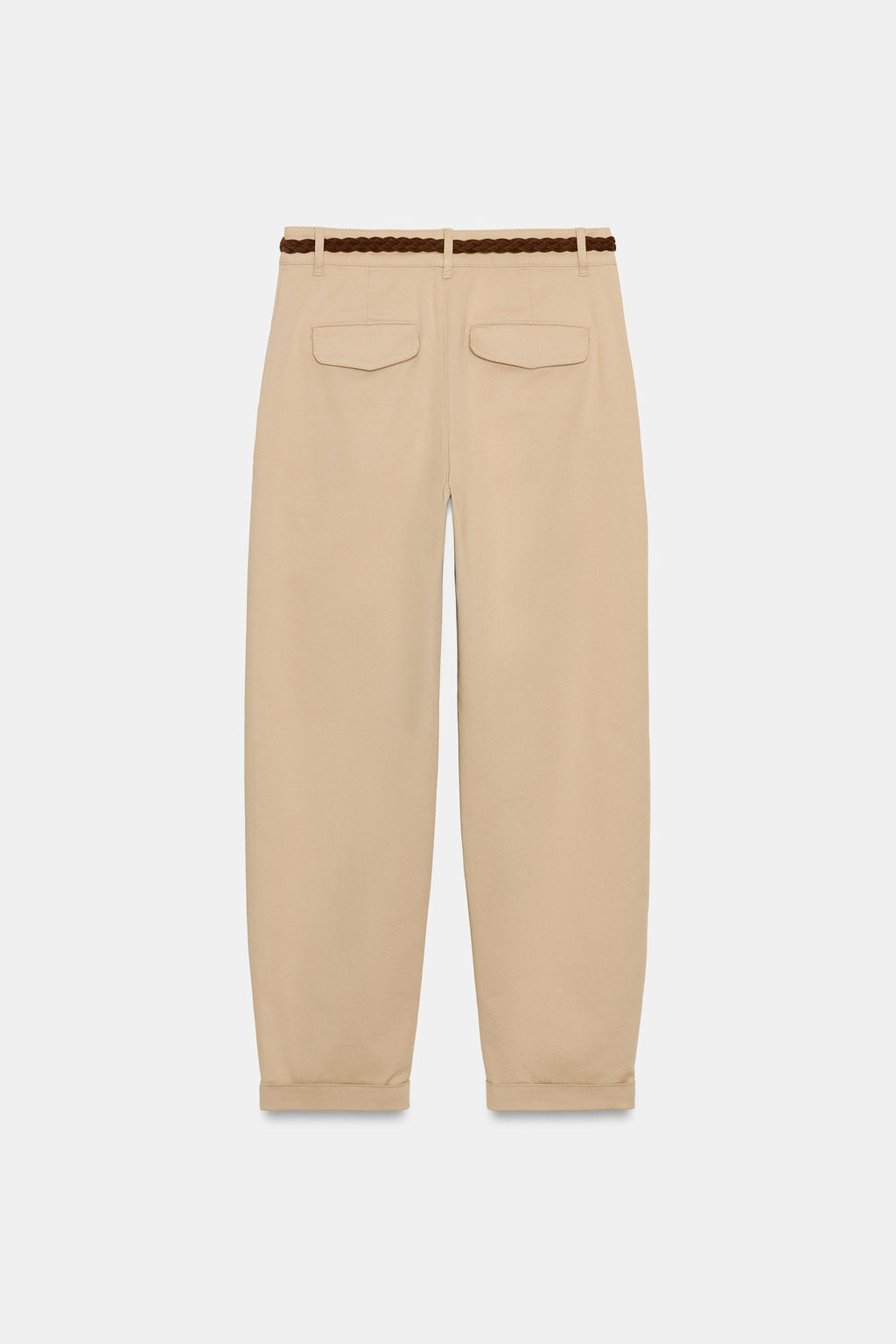 PANTAL?N CHINO CINTUR?N TRENZADO / Camel claro - Zara фото 6
