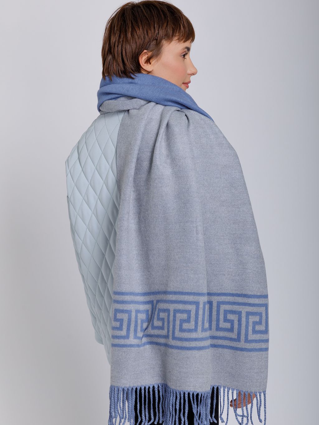 В составе шерсть и кашемир! теплый двусторонний палантин - Tantino фото 8