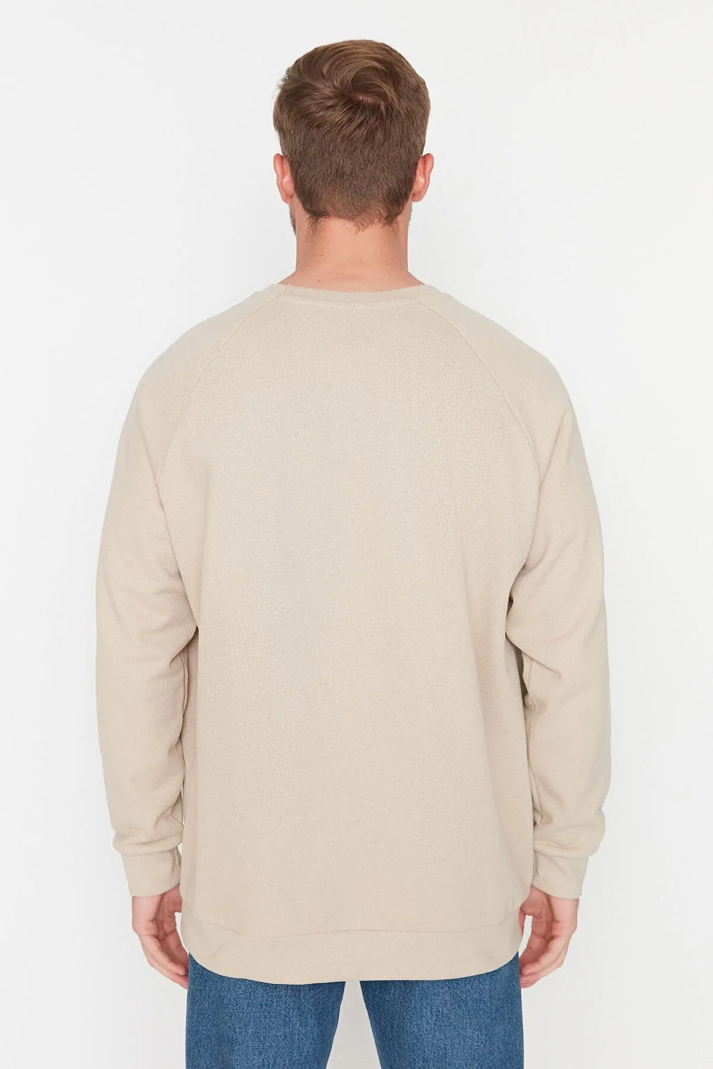 TRENDYOL MAN Lacivert Buyuk Beden Bisiklet Yaka Oversize/Genis Kesim Ici Polarl? Sweatshirt TMNAW24AO00007 - Trendyolmilla фото 6