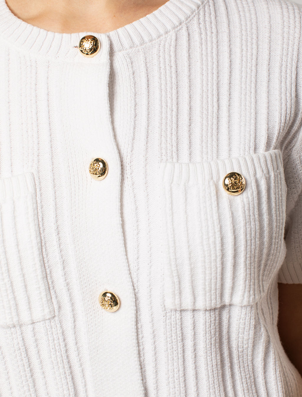 VILATTE / Жакет фактурной вязки с золотистыми пуговицами  фото 3
