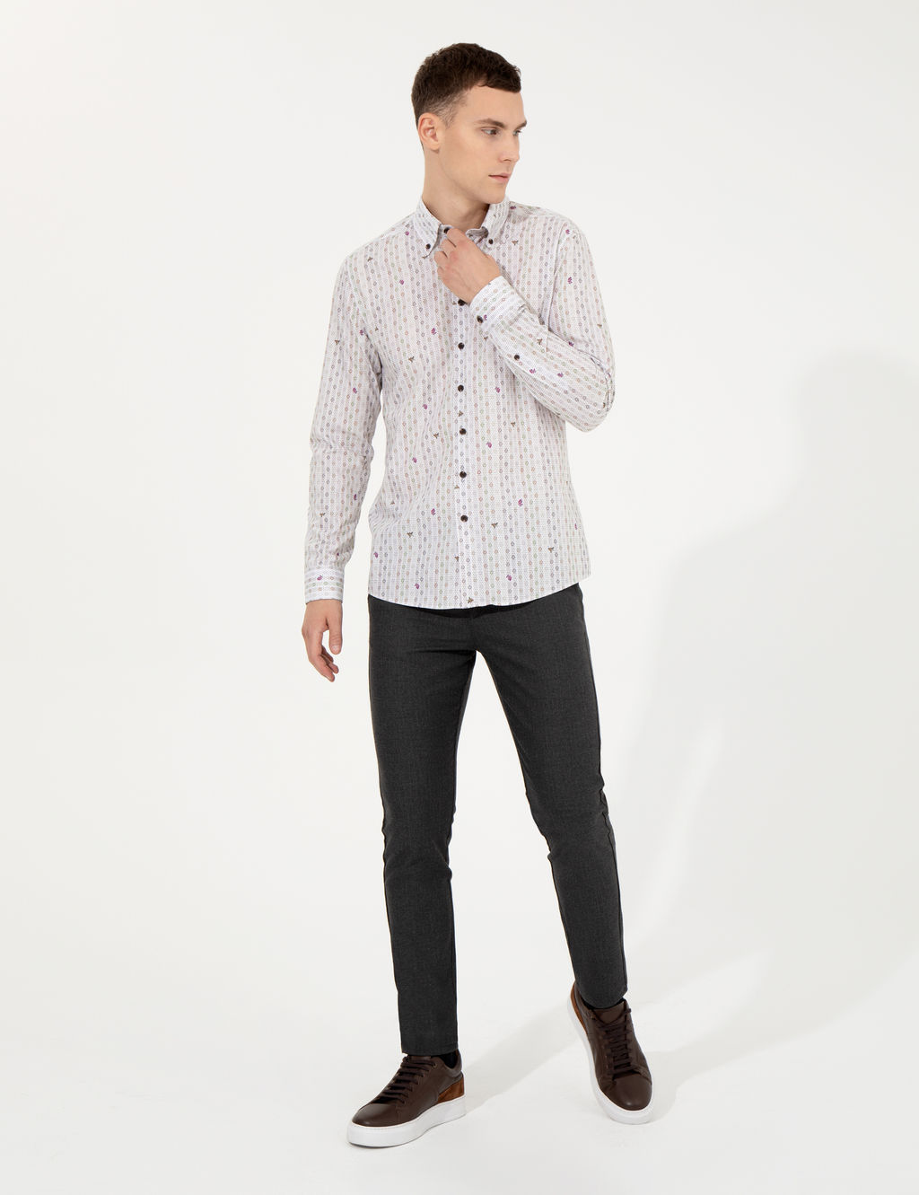 A__k Kahverengi Slim Fit Uzun Kollu G_mlek