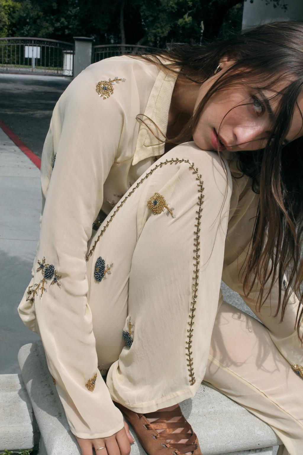 CONTRASTING BEADED SHIRT - Zara фото 2