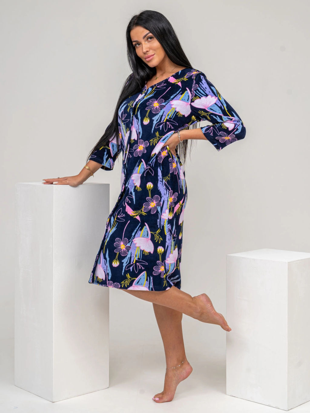 Халат женский, цвет синий