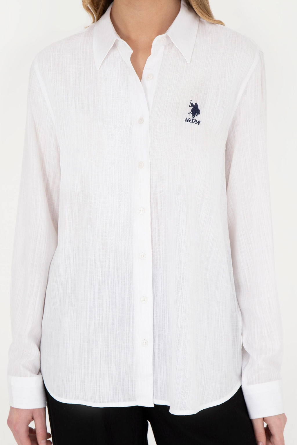Женская белая рубашка с длинным рукавом - U.s. polo assn фото 13