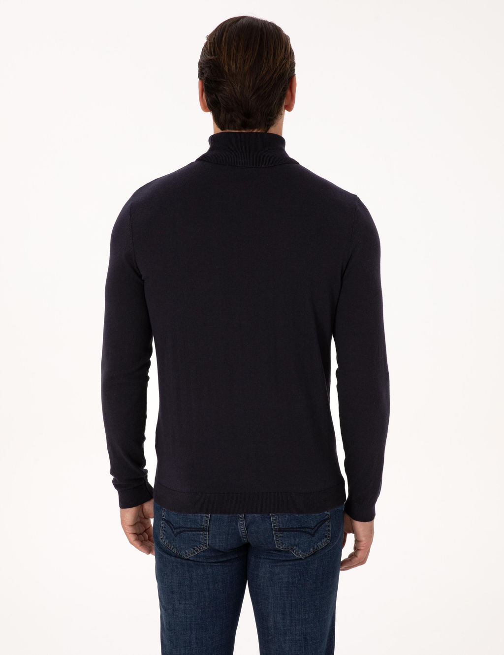 Lacivert Slim Fit Pamuk Kar___ml_ Bal_k__ Yaka Basic Triko Kazak - Cacharel фото 5