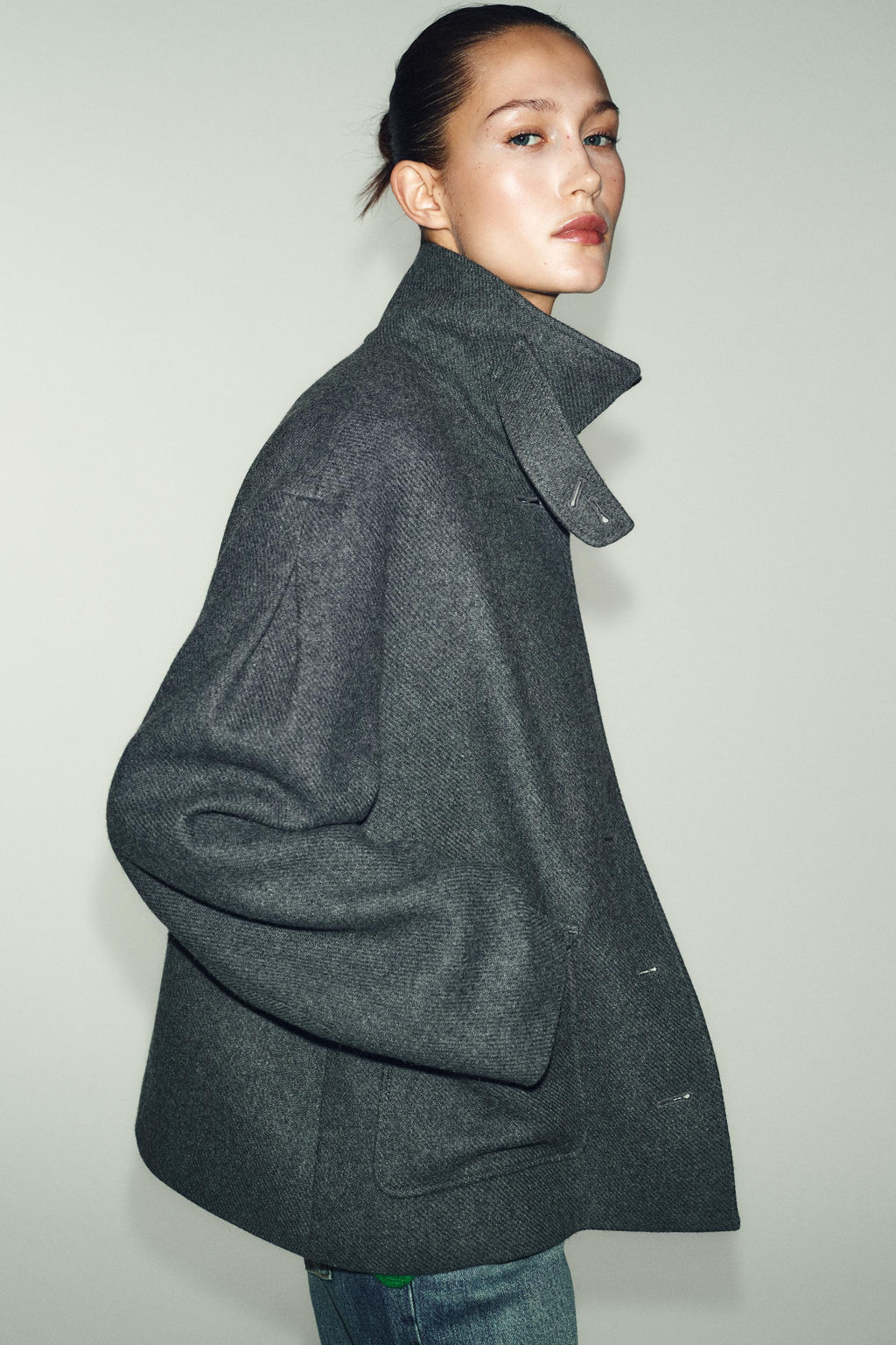 CROPPED WOOL COAT WITH HIGH NECK - Zara фото 5