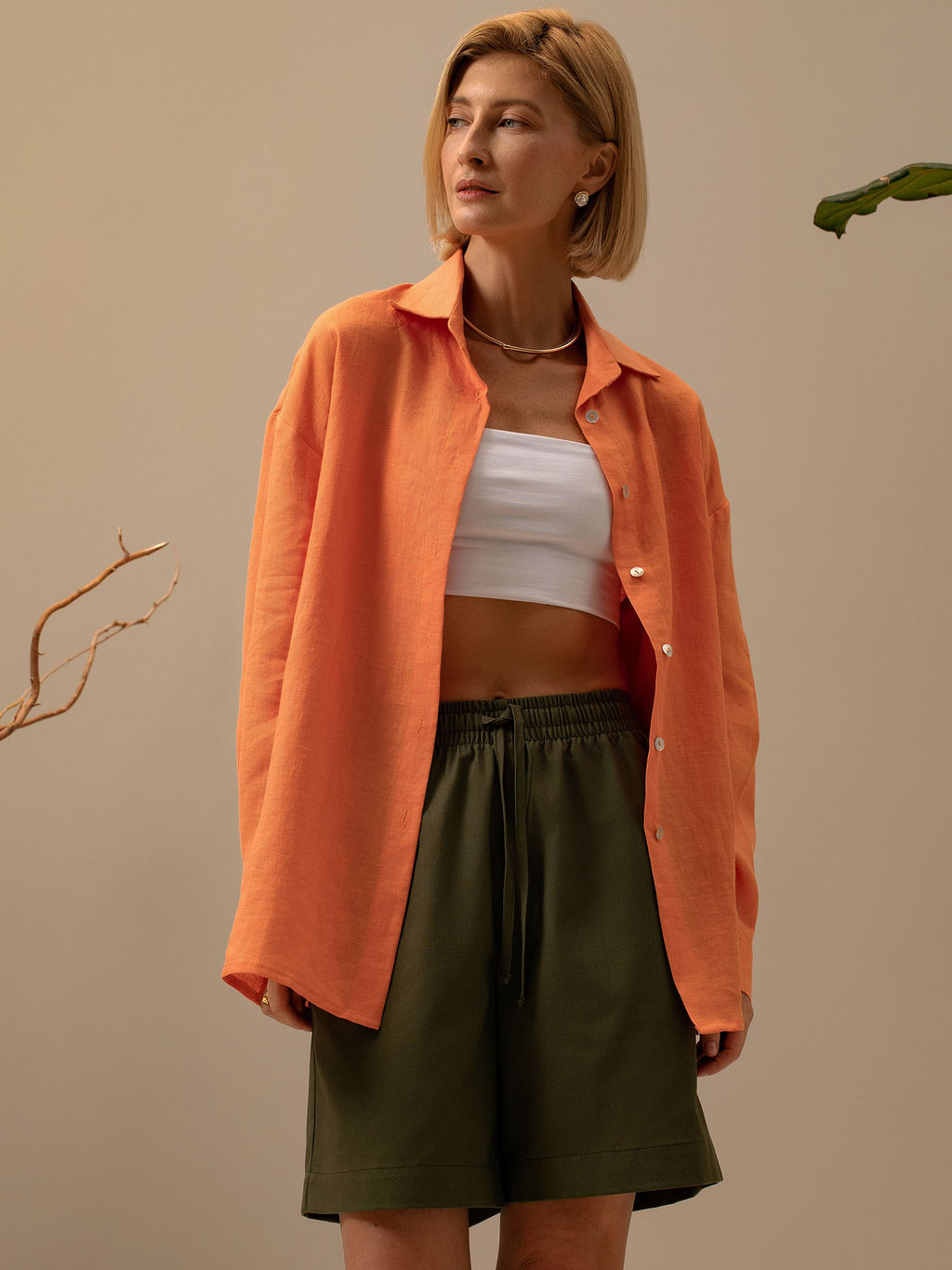 Шорты женские лен Фантазия Хаки М-10Ш MODAMICA