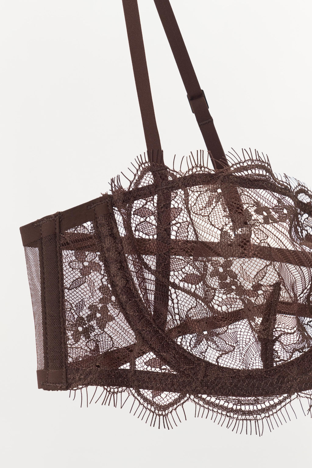 FLORAL EMBROIDERED LACE UNDERWIRED BRALETTE - Zara фото 6