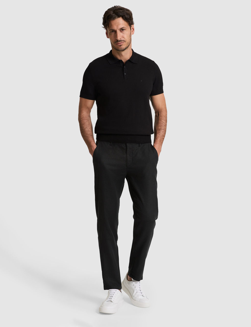 Siyah Slim Fit %100 Pamuk D__meli Polo Yaka Triko Ti__rt