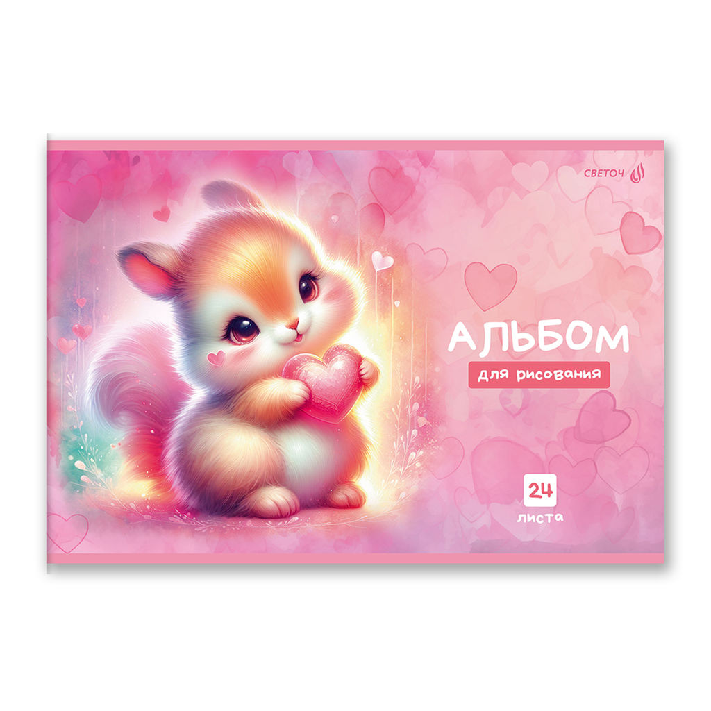 Светоч А254 Альбом для рисования 100 г/м2 A4 29.5 х 20.2 см 24 л. на скобе 5 шт. 01696 Сердце в лапках