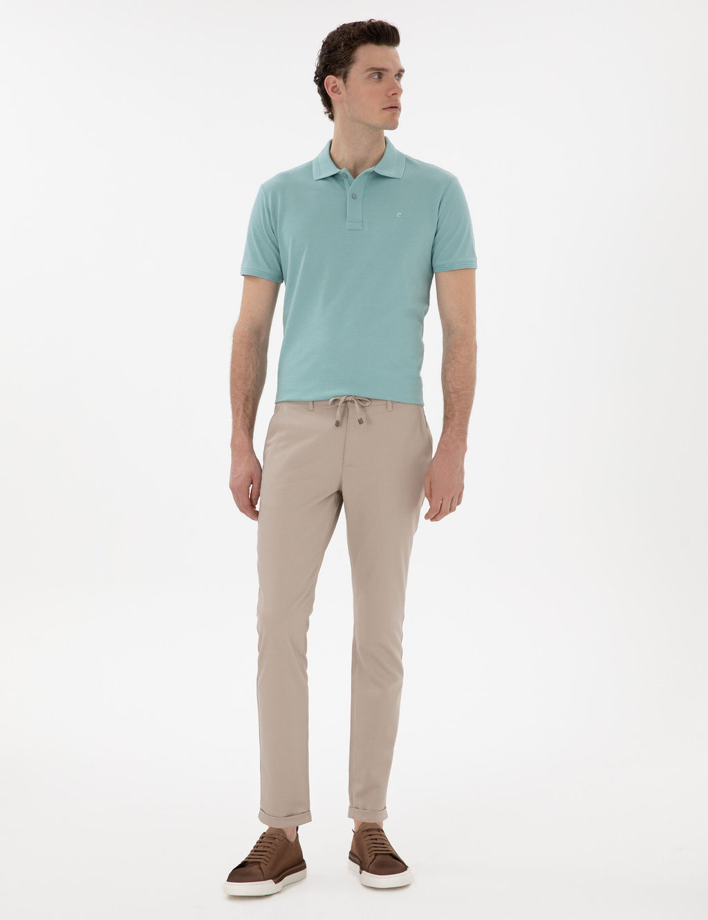 Bej Slim Fit Kanvas Pantolon