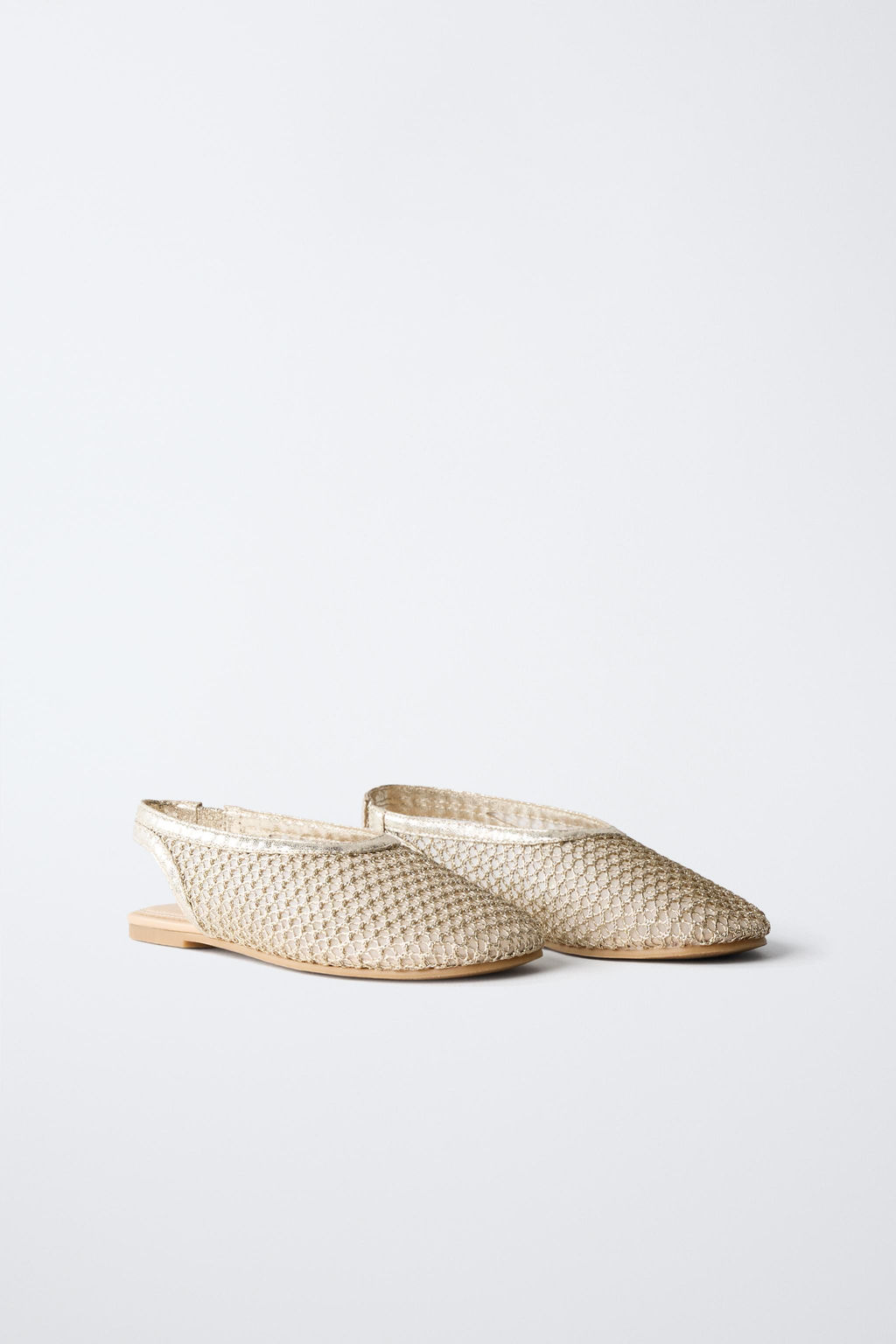 GOLD SLINGBACK BALLET FLATS - Zara фото 2