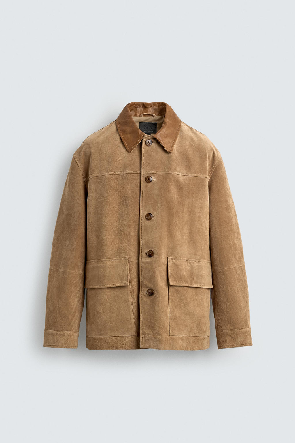 CHAQUETA PIEL SERRAJE CUELLO COMBINADO / Tostado - Zara фото 7