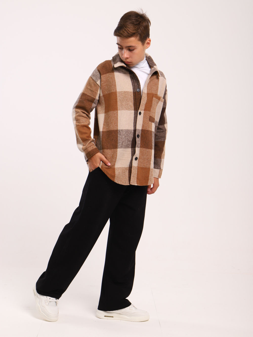 Рубашка Гранж коричневая клетка - Ладошки фото 7