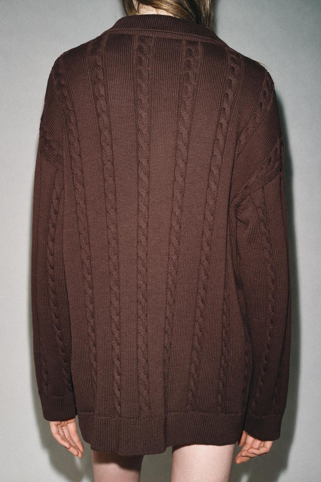 CABLE KNIT POLO SHIRT - Zara фото 7