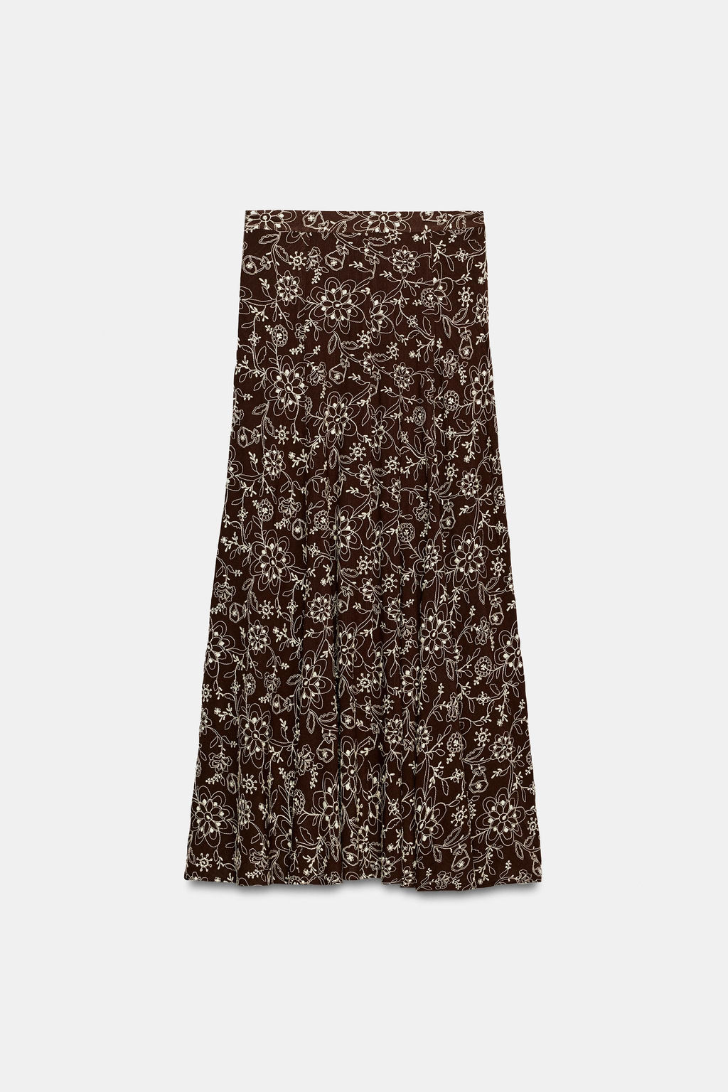 FALDA MIDI BORDADOS / Marr?n / Crudo - Zara фото 6