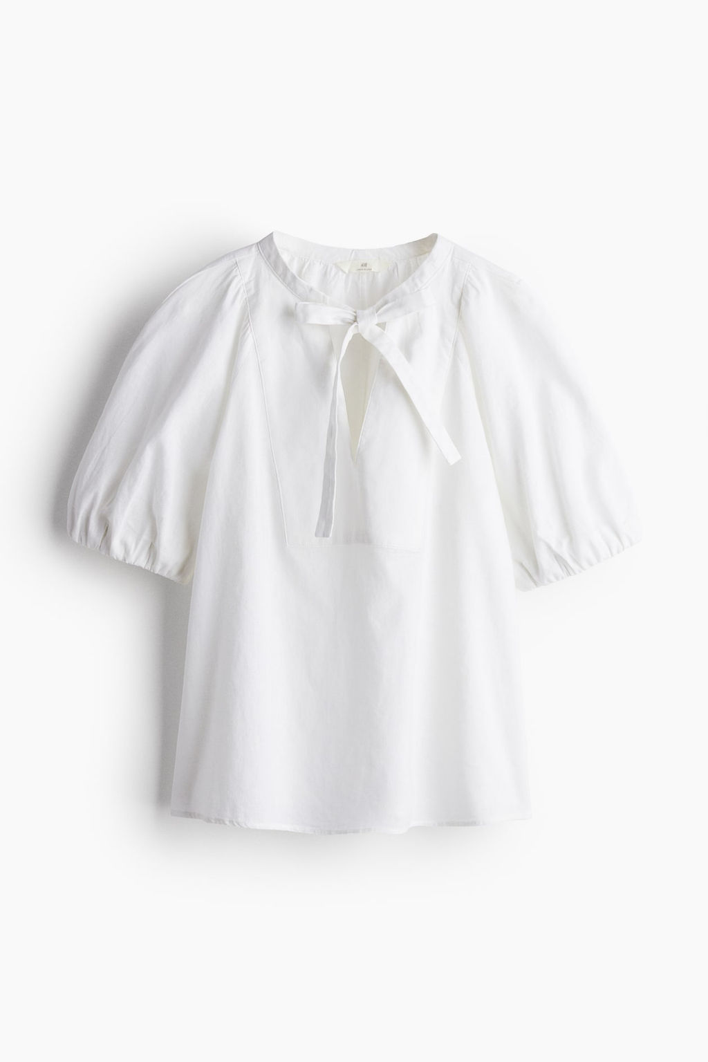 Blusa en mezcla de lino con lazada - H&m фото 5