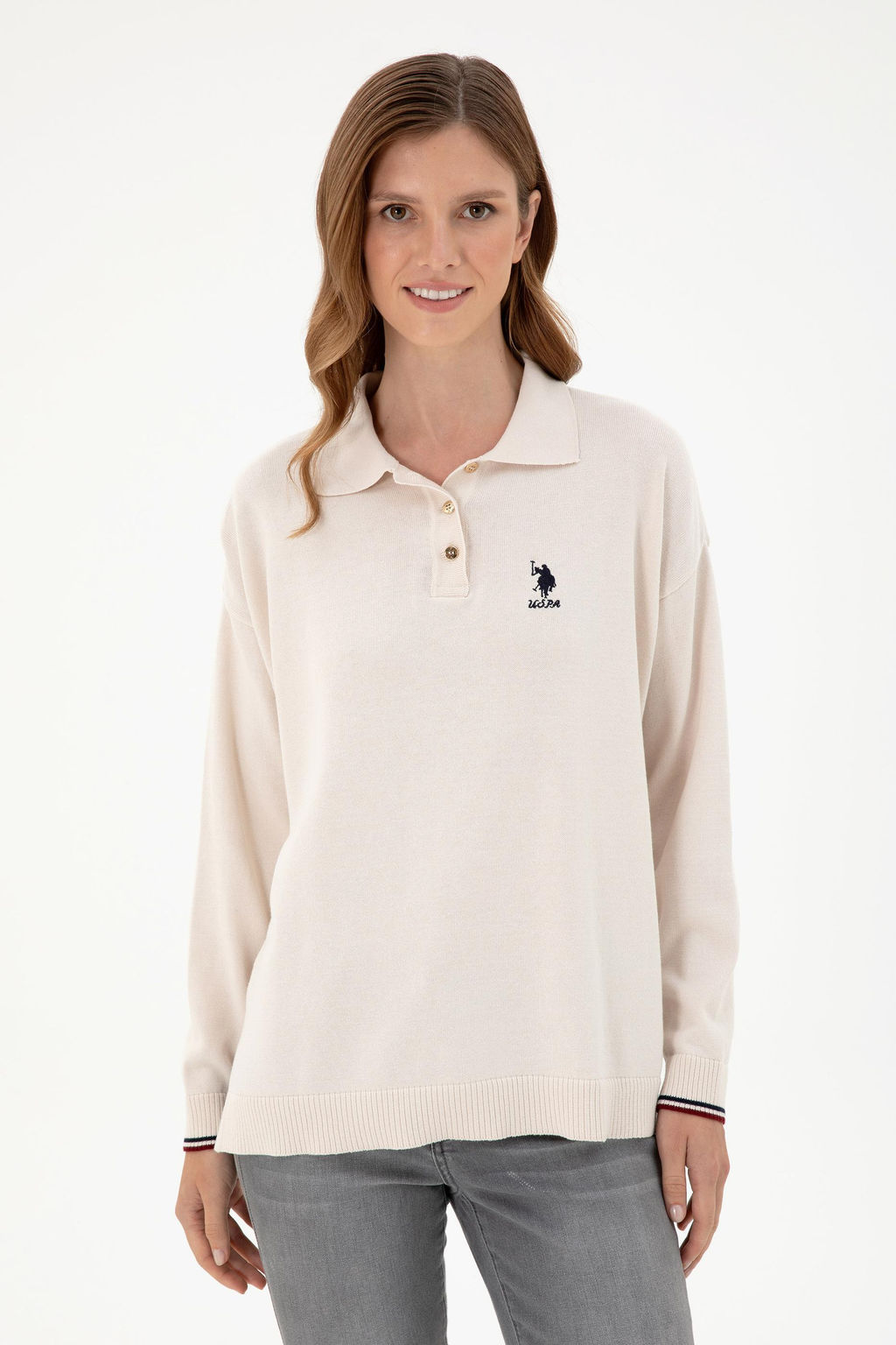 Женский кремовый свитер Неожиданная скидка в корзине - U.s. polo assn фото 3
