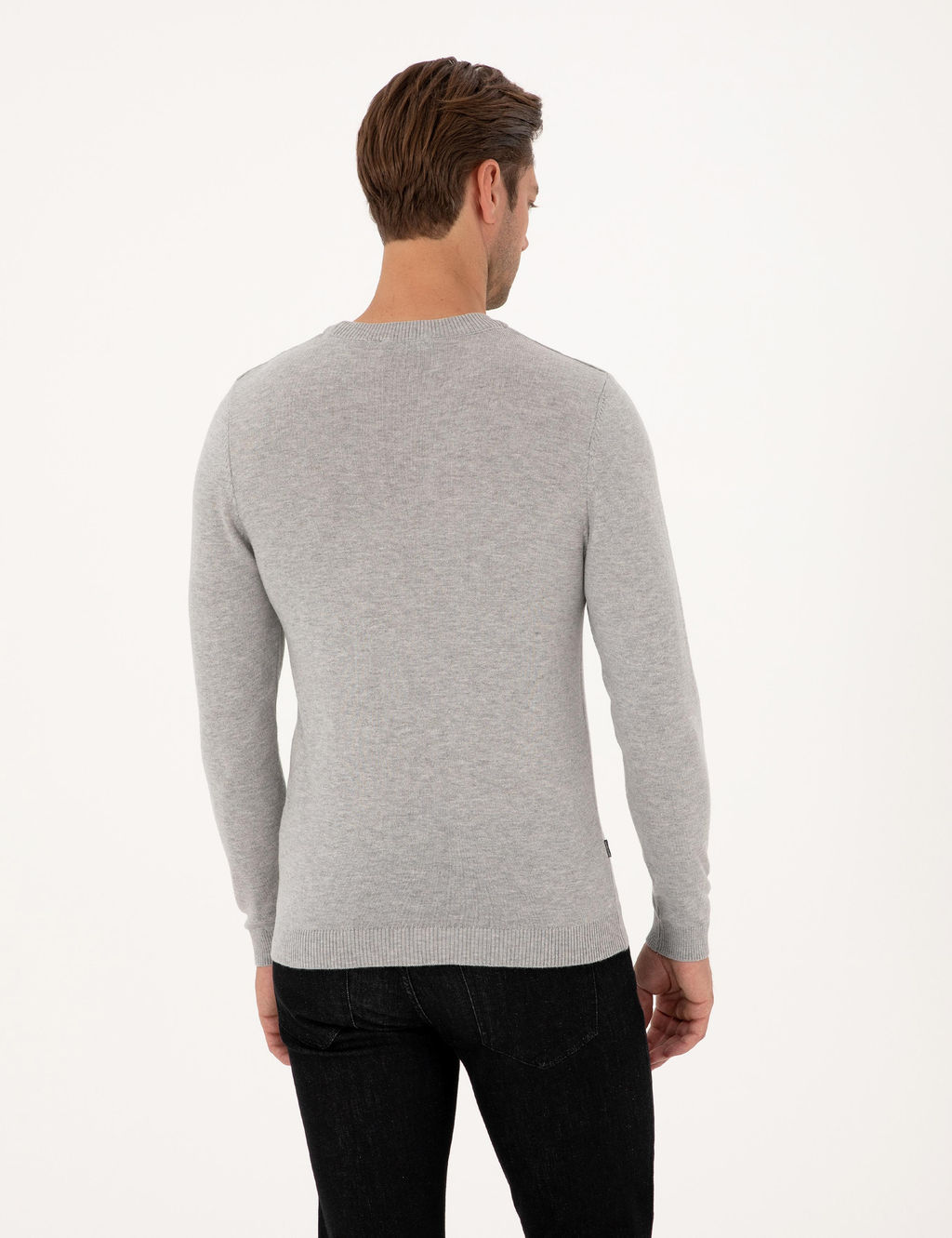 A__k Gri Melanj Slim Fit Bisiklet Yaka Basic Triko Kazak - Pierre cardin фото 5