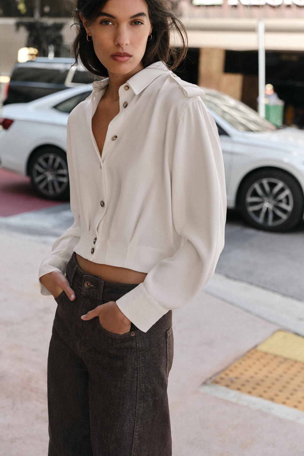 SHORT SHIRT WITH SHOULDER TABS - Zara фото 13