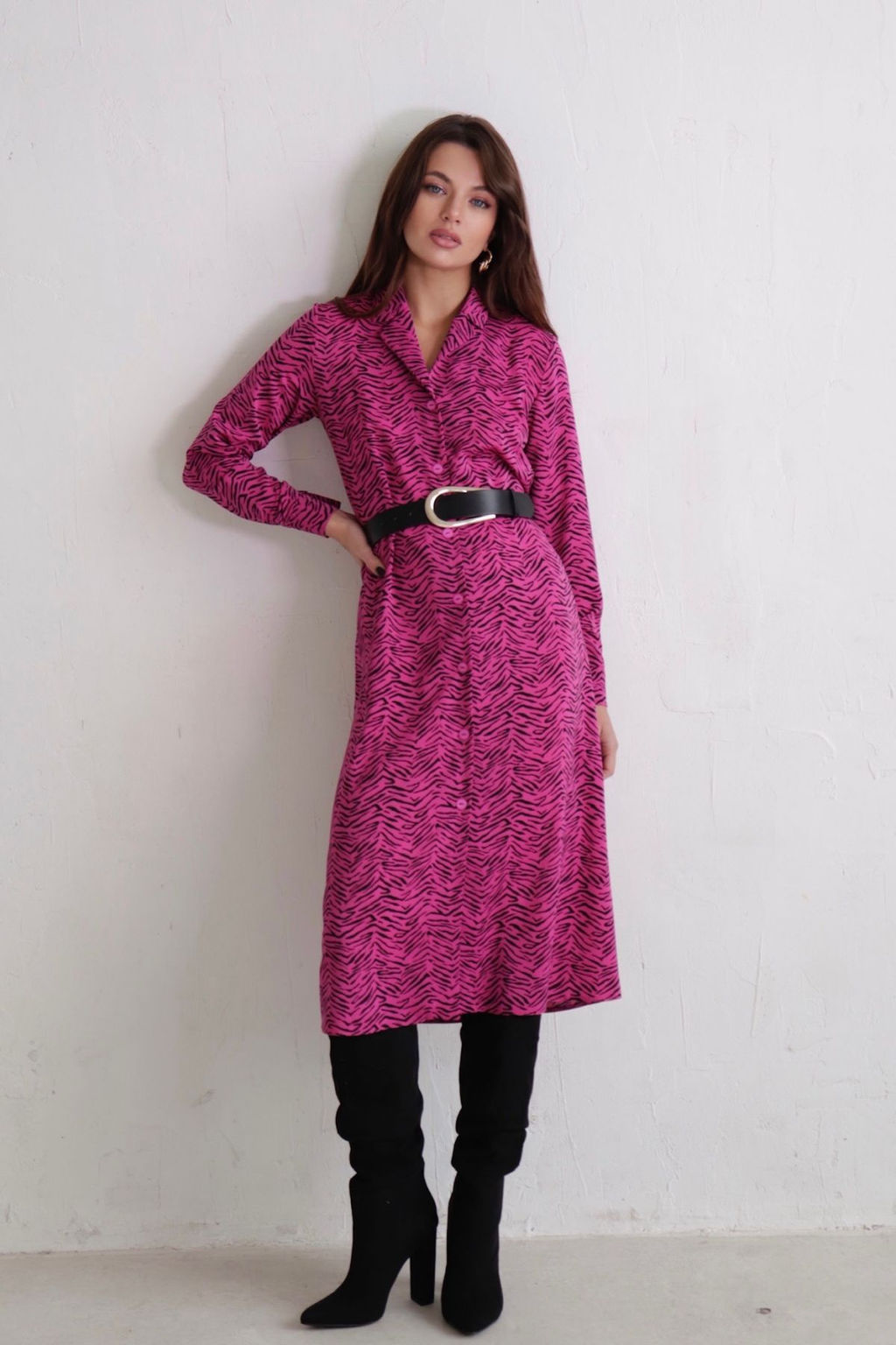 Платье-рубашка с английским воротником принт - Martichelli фото 67