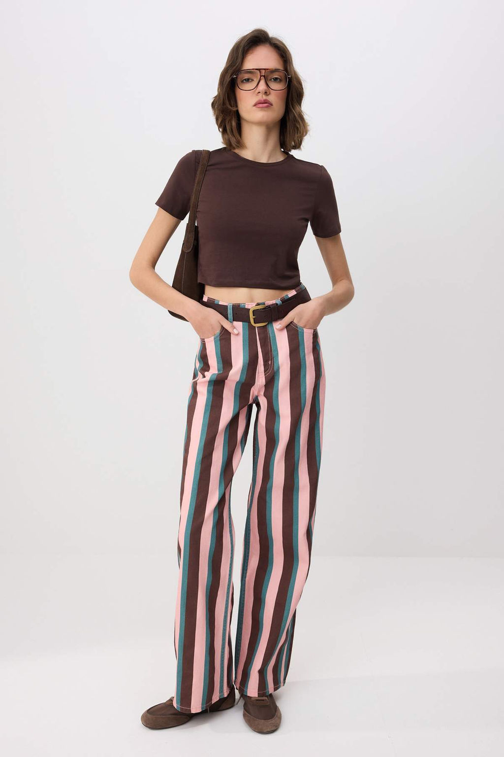 Cok Renkli Cizgili Yuksek Bel Wide Leg Jeans TWOSS26JE00342 - Trendyolmilla фото 2