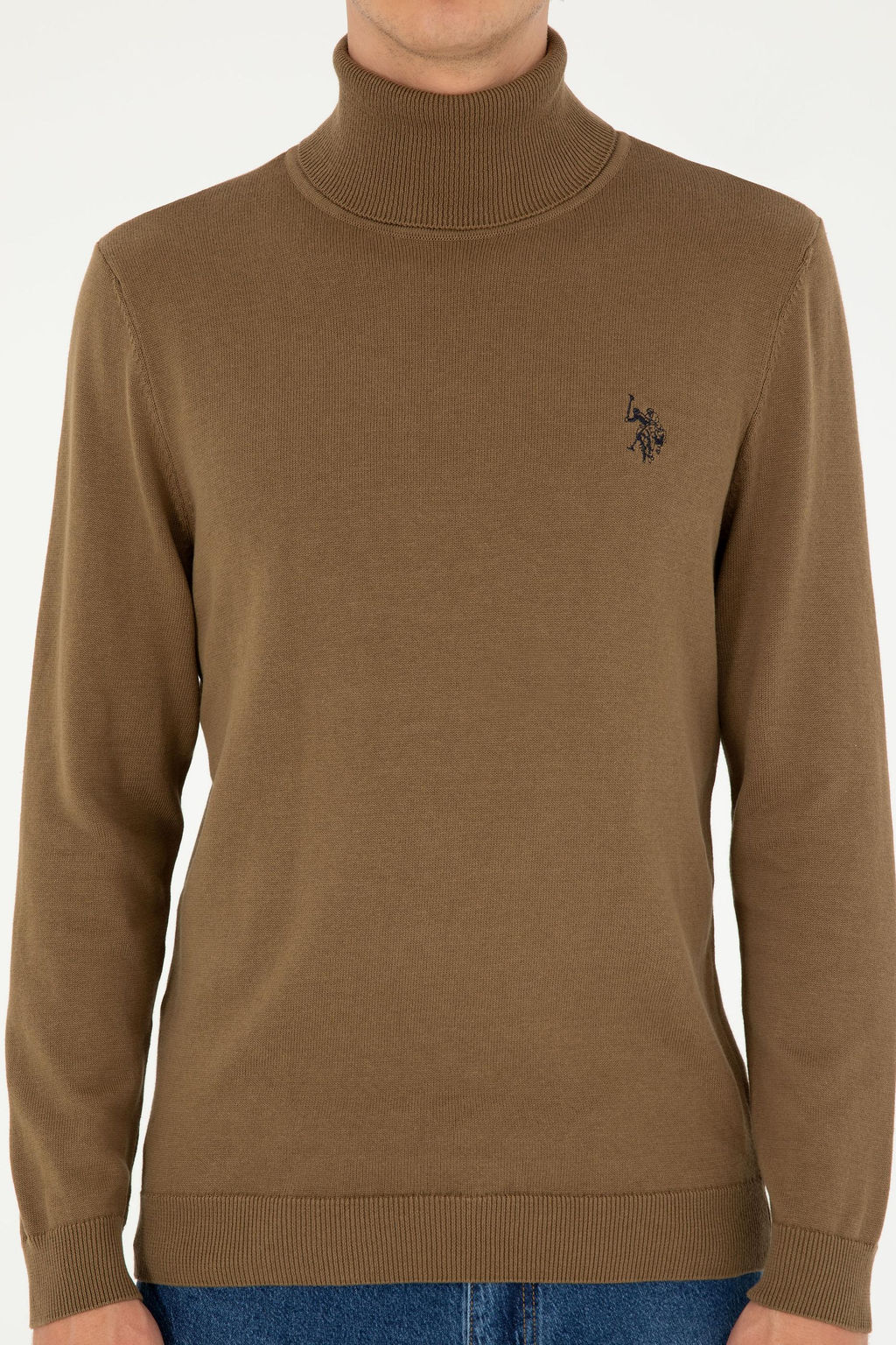 Свитер мужской U.S. Polo Assn хлопок цвета хаки  фото 6