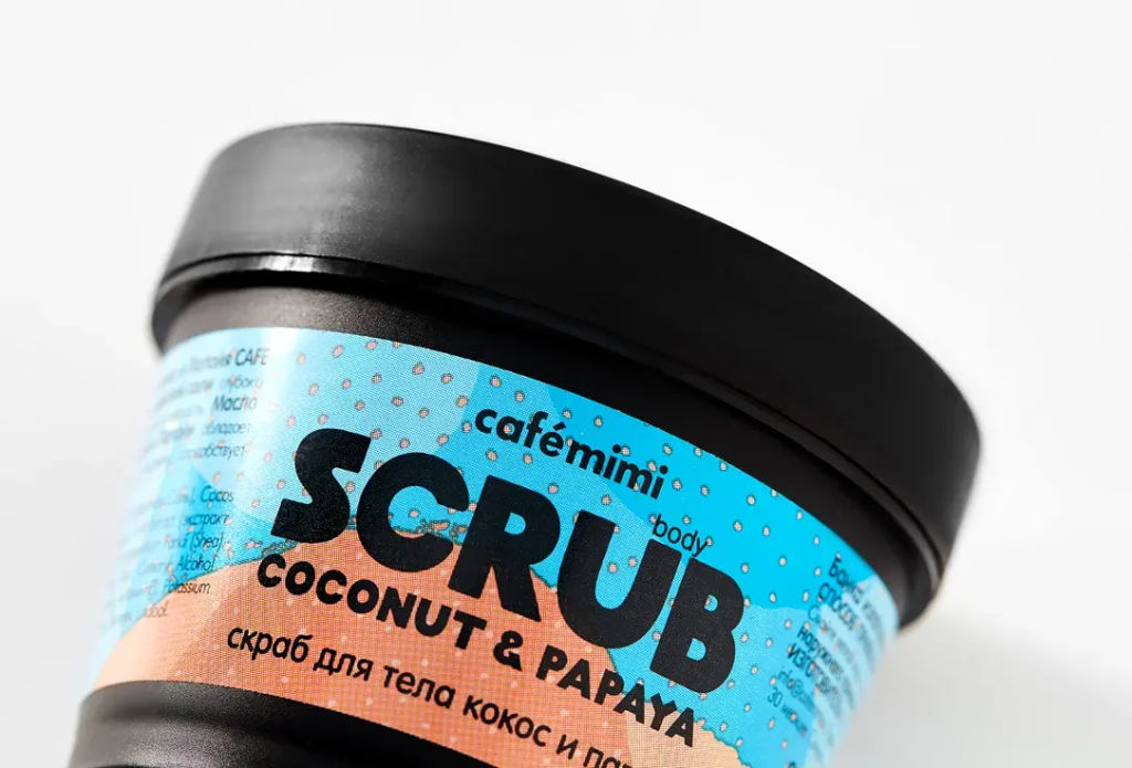 CAFE MIMI Скраб для тела кокос и папайя (стакан) 120г - Кафе красоты фото 2