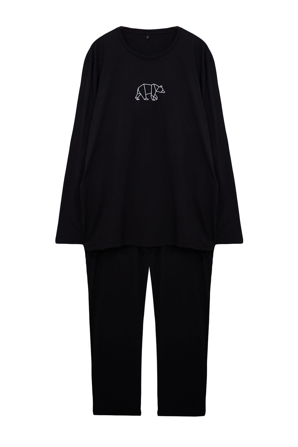 TRENDYOL MAN Siyah Erkek Regular Nak?sl? Orme Buyuk Beden Pijama Tak?m? TMNAW25AI00000 - Trendyolmilla фото 6