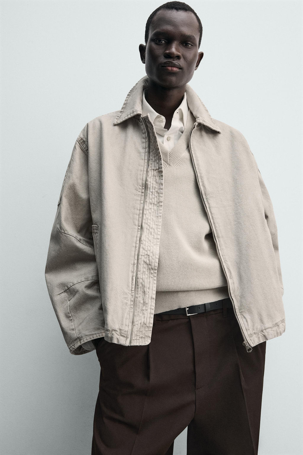 CAZADORA BOXY FIT LAVADA / Gris / Tostado - Zara фото 5