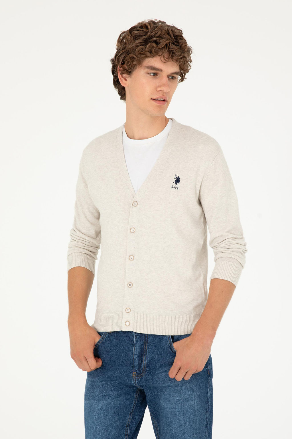 Мужской базовый трикотажный кардиган Stone Melange - U.s. polo assn фото 8