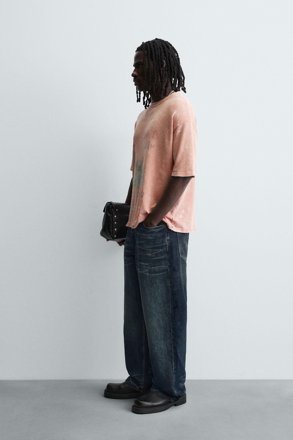 WASHED PRINT KNIT T-SHIRT