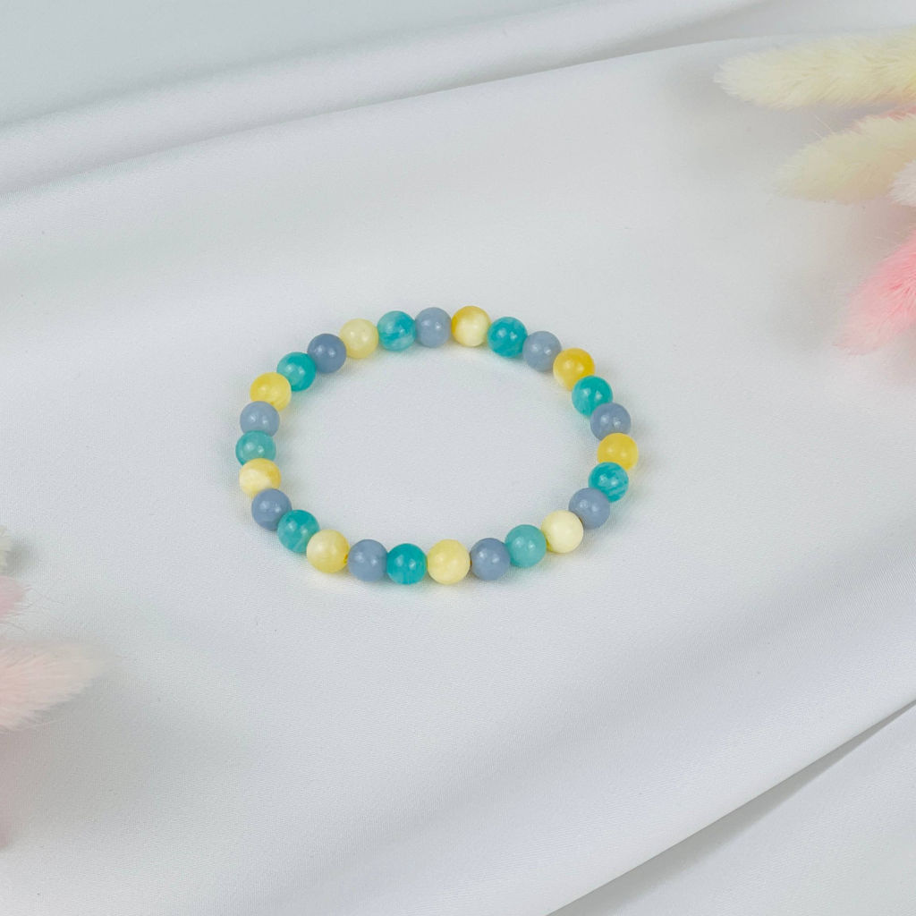 Браслет из Амазонита, Ангелита и Кальцита - Радуга самоцветов фото 2