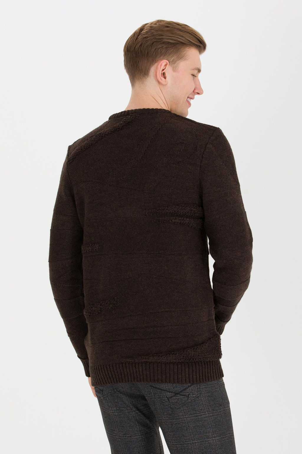 U. S. Polo Assn Мужской вязаный свитер кокосового цвета с круглым вырезом - U.s. polo assn фото 5