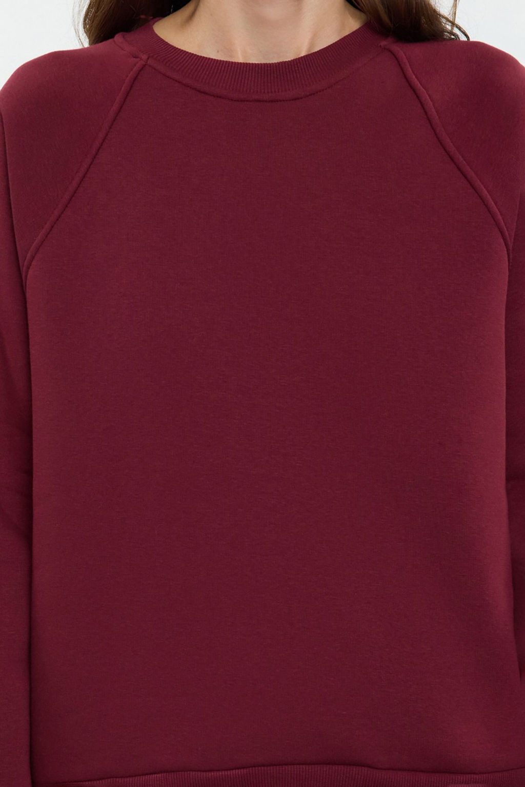 Bordo Relaxed/Rahat Kal?p Basic Reglan Kol Bisiklet Yaka Orme Sweatshirt TWOAW24SW00104