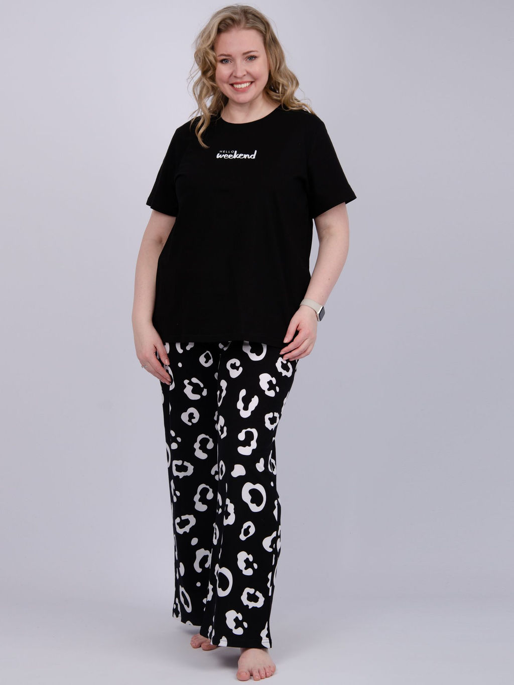 Пижама Выходные чёрная, трикотаж - Малина фото 8
