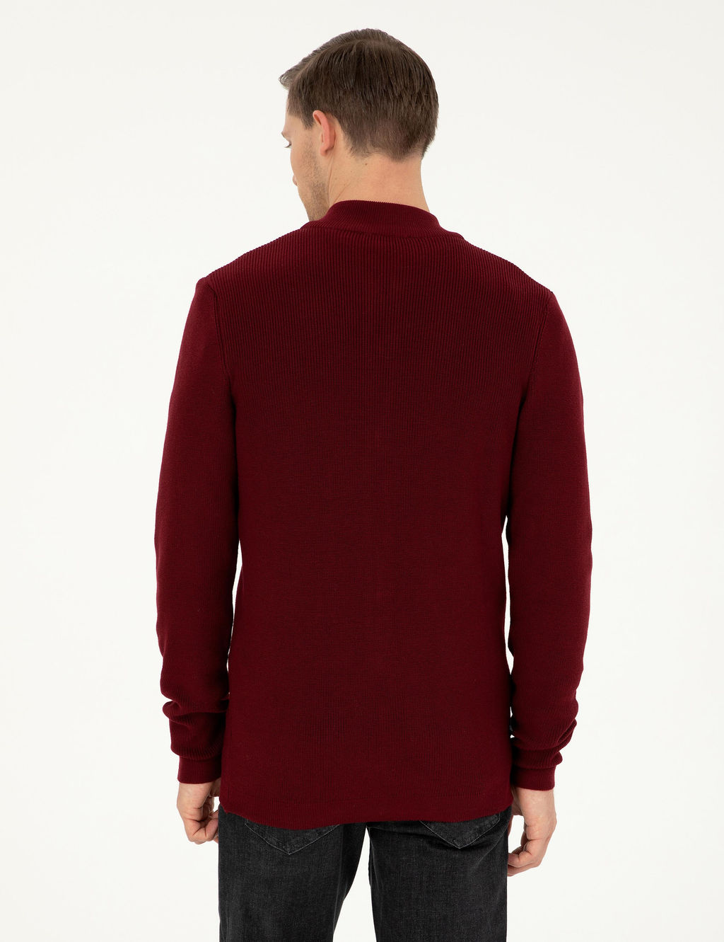 Бордово-красный приталенный трикотажный кардиган - Cacharel фото 6