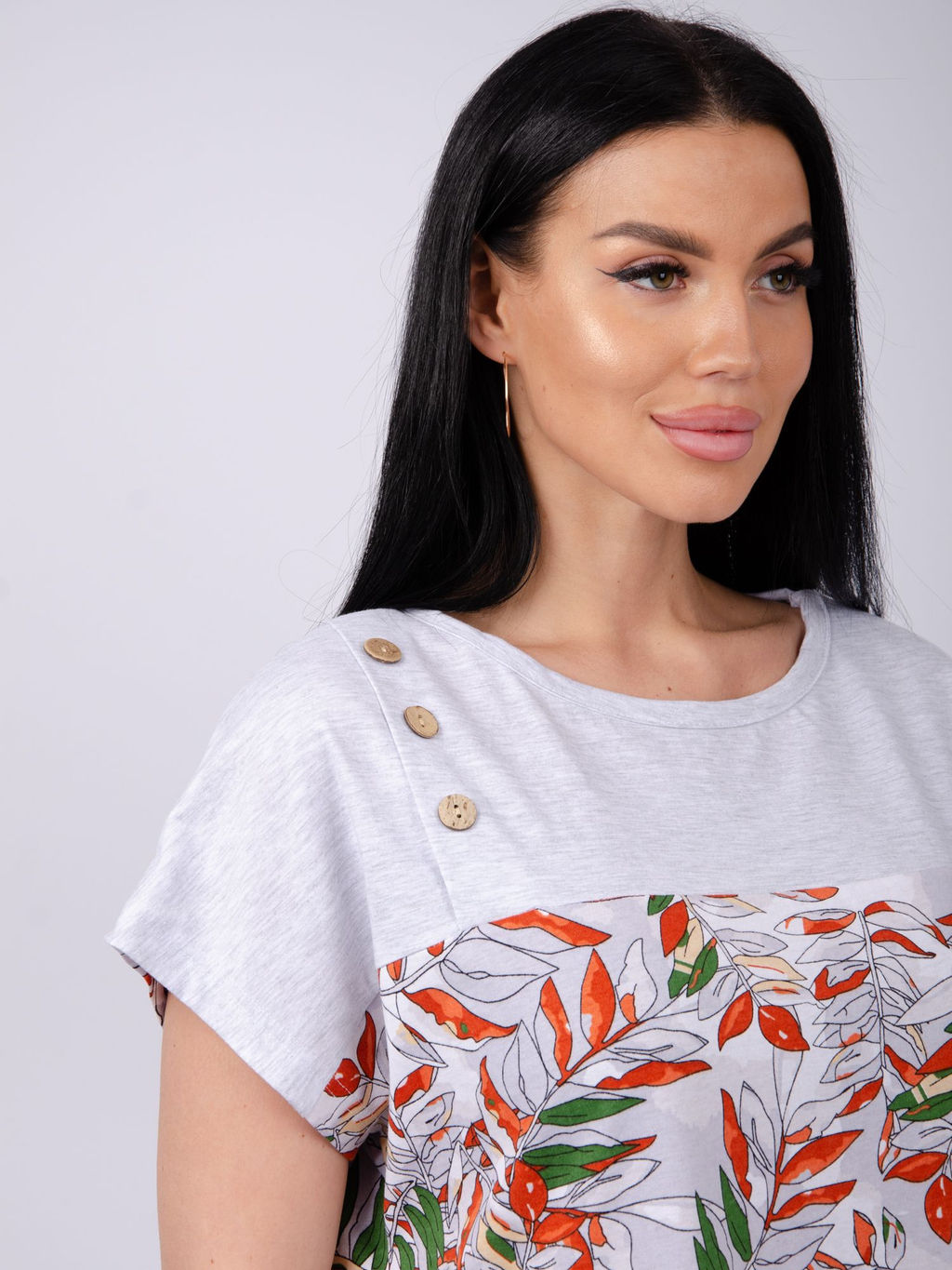 Туника Тропикана 7 листья, трикотаж - Малина фото 5