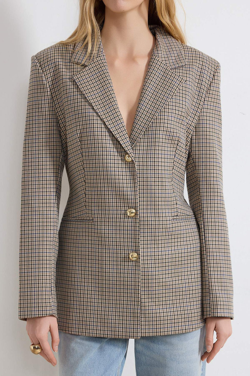 Cok Renkli Ekoseli Fitted/Vucuda Oturan Astarl? Vatkal? Dokuma Blazer Ceket TWOSS26BC00018 - Trendyolmilla фото 3