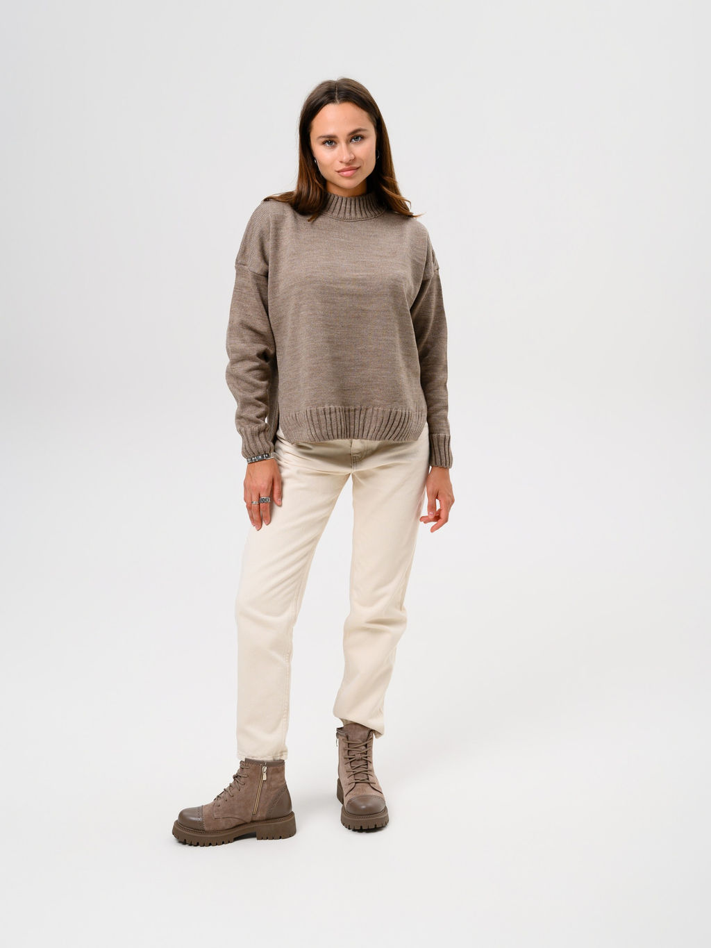 Ботинки 319.taskanaka.Тауп майами+капучино замша/шерсть