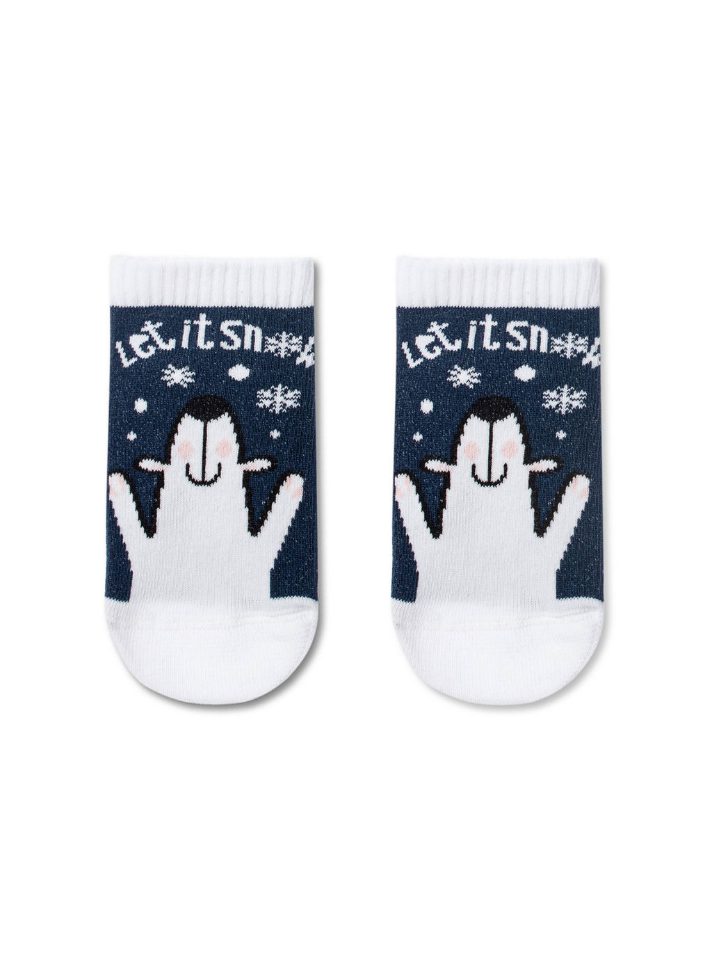 Цена за 2 пары CONTE-KIDS Новогодние носки Let it snow т.синий