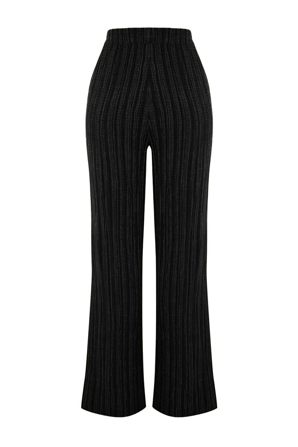 Siyah Beli Lastikli Dokulu Kumas Dokuma Pantolon TWOSS24PL00142